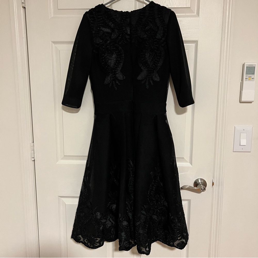 Maje Black Embroidered Cocktail Dress (With Added Sleeves & Slip) Size 3 US 8-10 - Picture 5 of 11